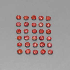 캐럿 천연 레드 오렌지 사파이어 보석, 라운드 컷, 2.54 mm, VVS-VS