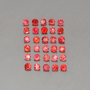 캐럿 천연 레드 오렌지 사파이어 보석, 라운드 컷, 2.32 mm, VVS-VS