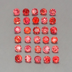 캐럿 천연 레드 오렌지 사파이어 보석, 라운드 컷, 2.32 mm, VVS-VS