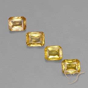 1.93캐럿 천연 골든 사파이어 보석, 에메랄드 컷, 5×4 mm, VS