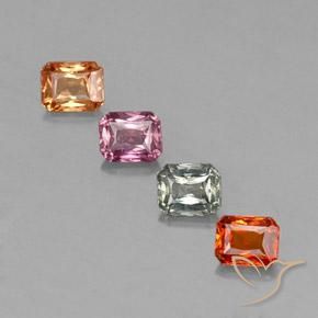 2.04캐럿 천연 멀티컬러 사파이어 보석, 에메랄드 컷, 4.9×3.9 mm, VS