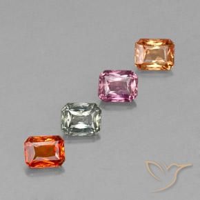 2.04캐럿 천연 멀티컬러 사파이어 보석, 에메랄드 컷, 4.9×3.9 mm, VS
