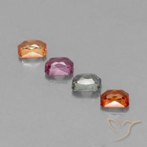 2.04캐럿 천연 멀티컬러 사파이어 보석, 에메랄드 컷, 4.9×3.9 mm, VS