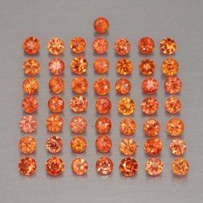 캐럿 천연 오렌지 사파이어 보석, 라운드 컷, 1.93 mm, VVS-VS