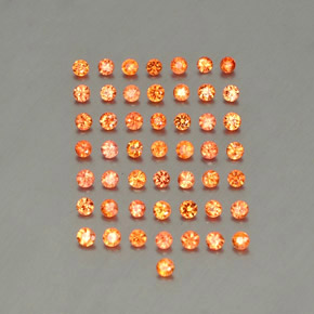 캐럿 천연 오렌지 사파이어 보석, 라운드 컷, 1.79 mm, VVS-VS