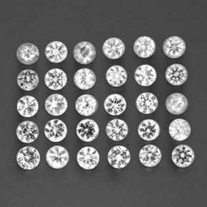 캐럿 천연 화이트 사파이어 보석, 라운드 컷, 2.28 mm, VVS-VS