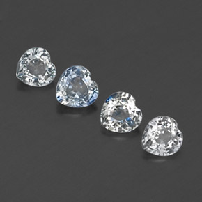캐럿 천연 연한 푸르스름한 화이트 사파이어 보석, 하트 모양, 3.9×3.8 mm, VVS-VS