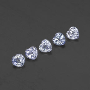 캐럿 천연 화이트 라이트 블루 사파이어 보석, 하트 모양, 3.9×3.9 mm, VVS