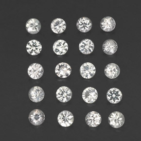 캐럿 천연 화이트 사파이어 보석, 라운드 컷, 2.38 mm, VVS-VS