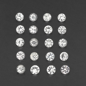 캐럿 천연 화이트 사파이어 보석, 라운드 컷, 2.33 mm, VVS-VS