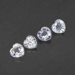 캐럿 천연 화이트 사파이어 보석, 하트 모양, 4.2×4.1 mm, VVS-VS