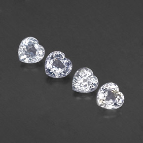 캐럿 천연 화이트 사파이어 보석, 하트 모양, 4.2×4.1 mm, VVS-VS
