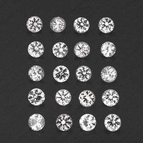 캐럿 천연 화이트 사파이어 보석, 라운드 컷, 2.23 mm, VVS-VS