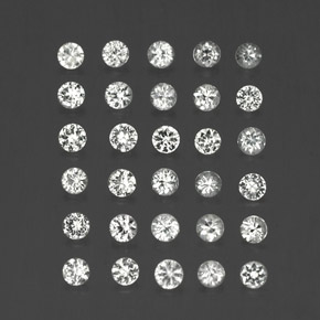 캐럿 천연 화이트 사파이어 보석, 라운드 컷, 2.18 mm, VVS-VS