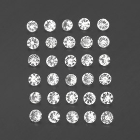 캐럿 천연 화이트 사파이어 보석, 라운드 컷, 2.18 mm, VVS-VS
