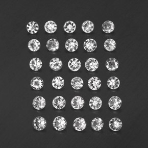 캐럿 천연 화이트 사파이어 보석, 라운드 컷, 2.42 mm, VVS-VS