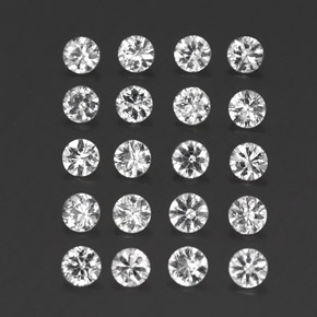 캐럿 천연 화이트 사파이어 보석, 라운드 컷, 3.16 mm, VVS-VS