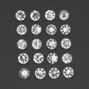 캐럿 천연 화이트 사파이어 보석, 라운드 컷, 3.14 mm, VVS-VS
