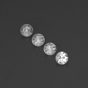 캐럿 천연 화이트 사파이어 보석, 라운드 컷, 3.93 mm, VVS-VS