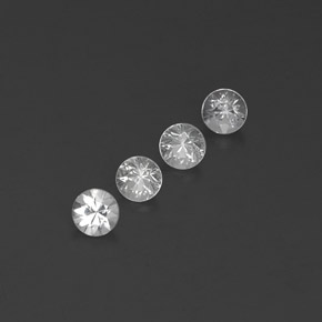 캐럿 천연 화이트 사파이어 보석, 라운드 컷, 3.93 mm, VVS-VS