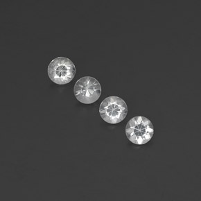 캐럿 천연 화이트 사파이어 보석, 라운드 컷, 3.75 mm, VVS-VS