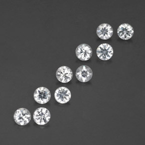 캐럿 천연 화이트 사파이어 보석, 라운드 컷, 3.18 mm, VVS-VS