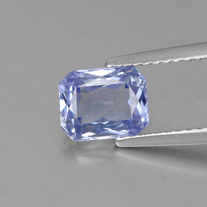 1.77캐럿 천연 라이트 블루 사파이어, 에메랄드 컷, 7.2×5.8 mm, VS