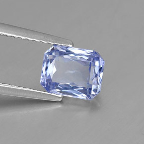 1.77캐럿 천연 라이트 블루 사파이어, 에메랄드 컷, 7.2×5.8 mm, VS