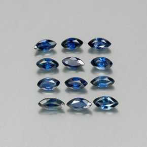 캐럿 천연 딥 블루 사파이어 보석, 마퀴즈, 3.8×2.1 mm, VS