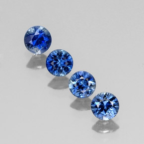 캐럿 천연 딥 블루 사파이어 보석, 라운드 컷, 4.25 mm, VVS-VS