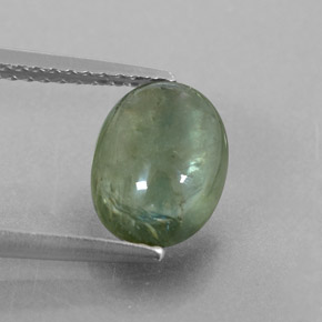 2.43캐럿 천연 그린 사파이어, 투명한, 9.1×7 mm, 투명/반투명