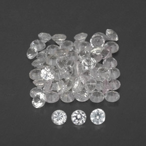 캐럿 천연 화이트 사파이어 보석, 라운드 컷, 1.48 mm, VVS-VS
