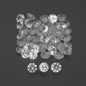 캐럿 천연 화이트 사파이어 보석, 라운드 컷, 1.64 mm, VVS-VS