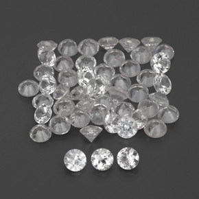 캐럿 천연 화이트 사파이어 보석, 라운드 컷, 1.69 mm, VVS-VS