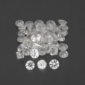 캐럿 천연 화이트 사파이어 보석, 라운드 컷, 1.58 mm, VS