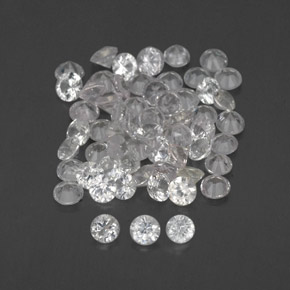 캐럿 천연 화이트 사파이어 보석, 라운드 컷, 1.55 mm, VVS-VS