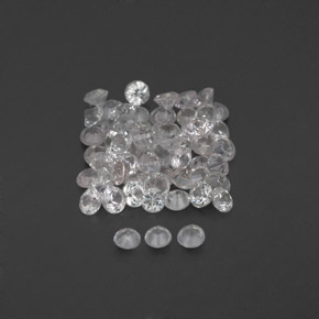 캐럿 천연 화이트 사파이어 보석, 라운드 컷, 1.65 mm, VVS-VS
