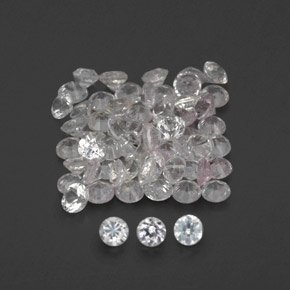 캐럿 천연 화이트 사파이어 보석, 라운드 컷, 1.71 mm, VVS-VS