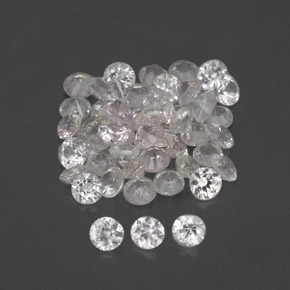 캐럿 천연 화이트 사파이어 보석, 라운드 컷, 1.58 mm, VVS-VS