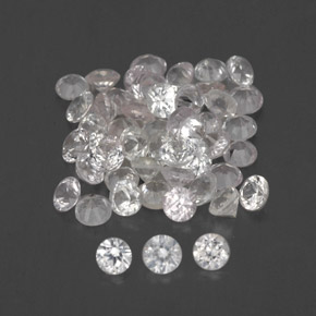 캐럿 천연 화이트 사파이어 보석, 라운드 컷, 1.65 mm, VVS-VS