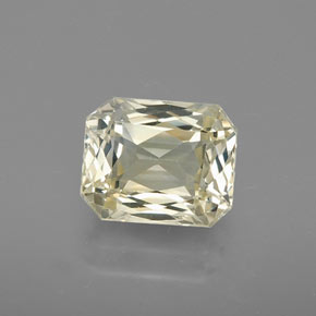 1.57캐럿 천연 라이트 옐로우 사파이어, 에메랄드 컷, 6.9×5.6 mm, VVS