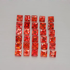 캐럿 천연 레드 오렌지 사파이어 보석, 스퀘어, 2.4×2.3 mm, VVS-VS