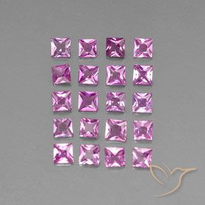2.59캐럿 천연 핑크빛 퍼플 사파이어 보석, 스퀘어, 2.9×2.9 mm, VVS-VS