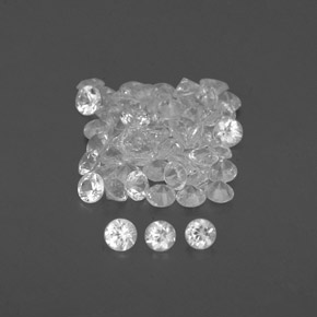 캐럿 천연 화이트 사파이어 보석, 라운드 컷, 1.53 mm, VVS-VS