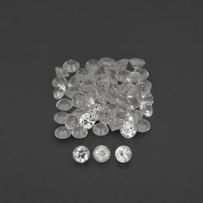 캐럿 천연 화이트 사파이어 보석, 라운드 컷, 1.59 mm, VVS-VS
