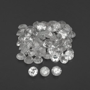 캐럿 천연 화이트 사파이어 보석, 라운드 컷, 1.58 mm, VVS-VS