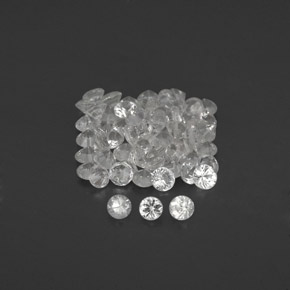 캐럿 천연 화이트 사파이어 보석, 라운드 컷, 1.54 mm, VVS-VS