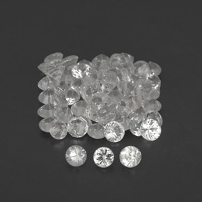 캐럿 천연 화이트 사파이어 보석, 라운드 컷, 1.54 mm, VVS-VS