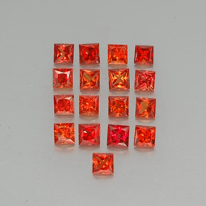 캐럿 천연 레드 오렌지 사파이어 보석, 스퀘어, 3.2×3.2 mm, VVS-VS