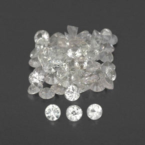 캐럿 천연 화이트 사파이어 보석, 라운드 컷, 1.47 mm, VVS-VS